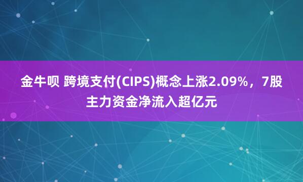 金牛呗 跨境支付(CIPS)概念上涨2.09%，7股主力资金净流入超亿元